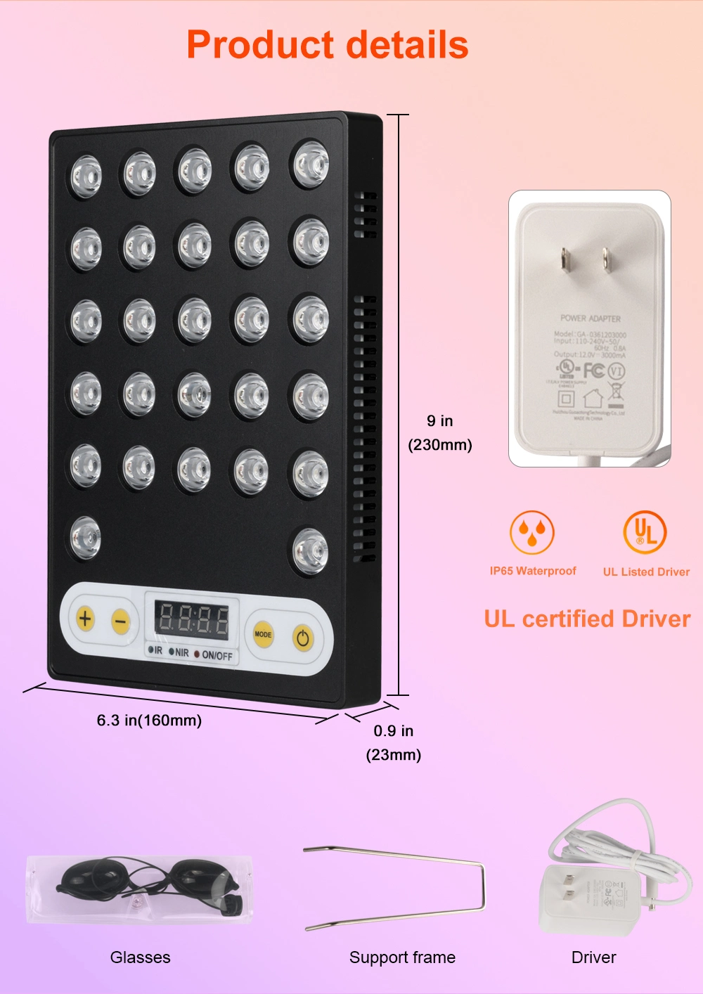 Red Light Therapy 300W LED Light Therapy Facial Handheld Near Infrared Light Therapy Device